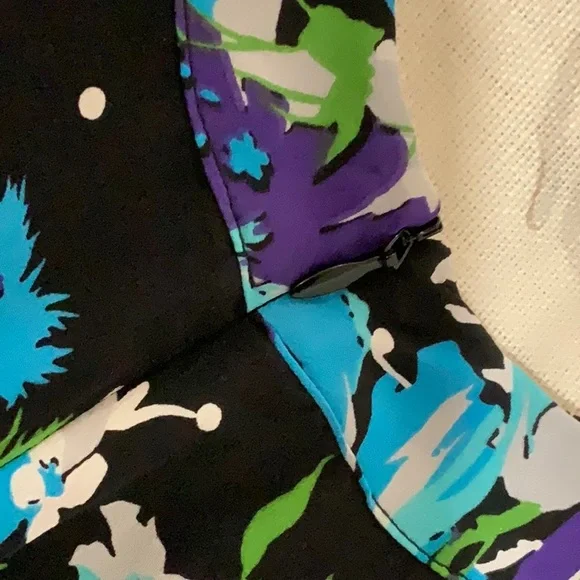 Rixo London silk maxi dress, black with multi-colored print. Size small.